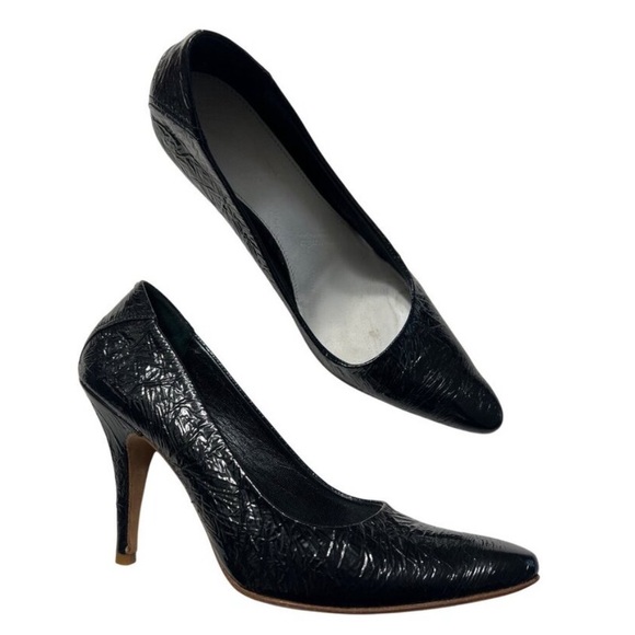 Maison Margiela Shoes - Maison Margiela Crinkle Black Patent Leather Heels Size 38